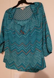 Teal Xhilaration Hollywood Sz Large Peasant Top